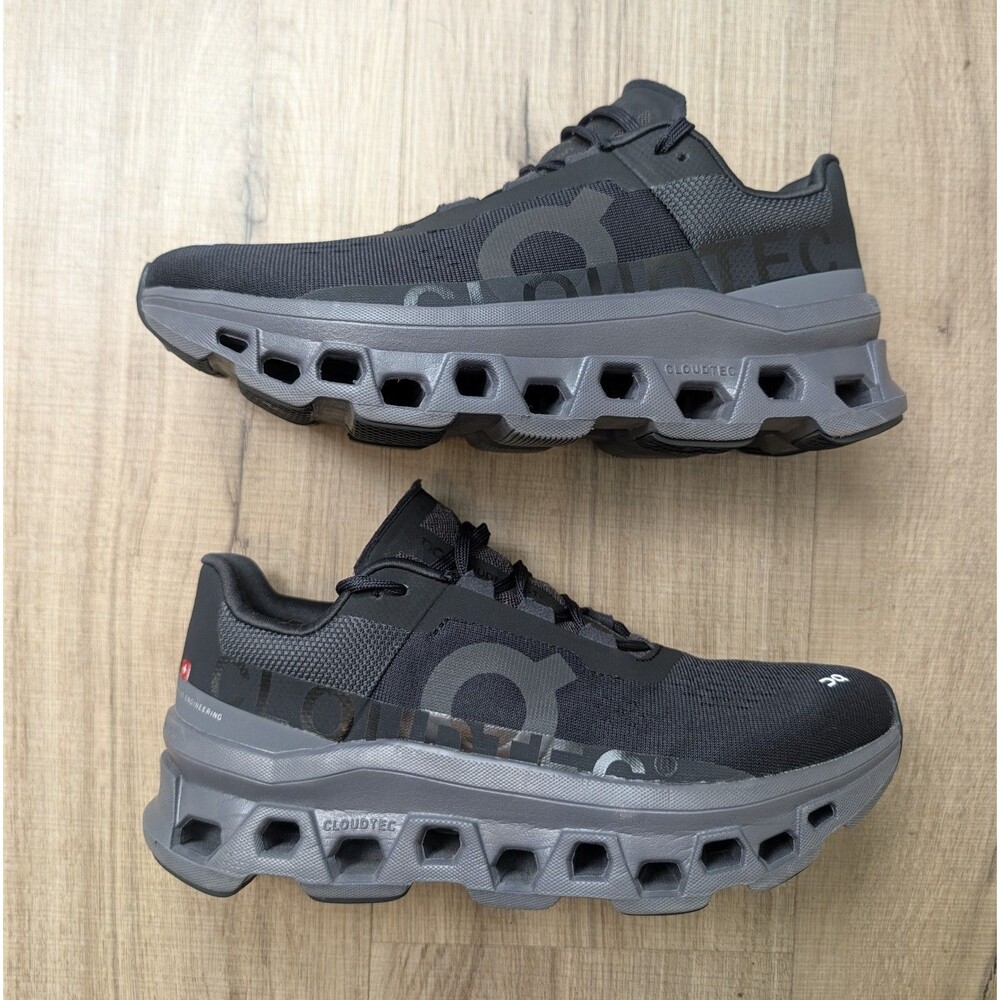 On Cloudmonster Womens Size 9 Black Magnet Running Shoes CloudTec Sneakers